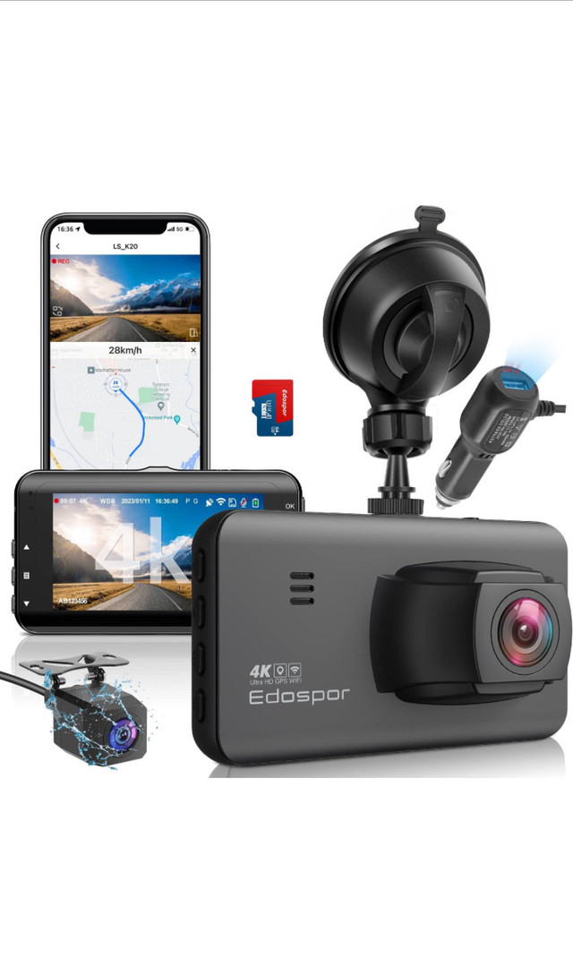 New 4K Dash Cam Front and Rear(1080P FHD) with GPS & WiFi in Cameras & Camcorders in Markham / York Region