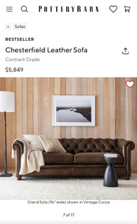 Pottery Barn Leather Chesterfield
