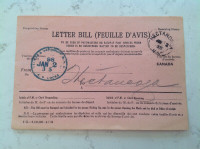 Letter bill ( feuille d'avis ) post office / postes Canada .