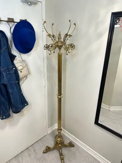 Luxurious Vintage Brass Coat Rack – Mid-20th Century, View more