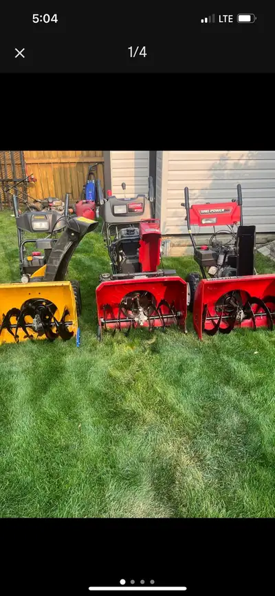 All machines serviced,used to ensure good performance -Yellow Club Cadet 208CC 6 speeds, 24 inch Pow...