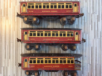 Train Tin Car LIONEL « O » WAGONS PASSAGER PREWAR Tout métal