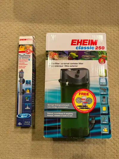 NEW Eheim classic 250 aquarium filter and 100W Jager heater, View more