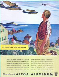 1943 large wartime magazine ad for ALCOA