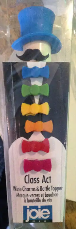Bottle Topper Joie Class Act - Bow Tie Wine Glass Charms & Bottl, View more