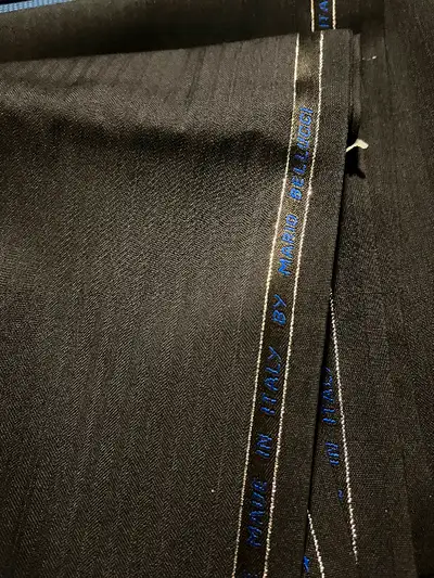 Brand New Suit (Top and Bottom) Fabrics. BRAND NEW MADE IN ITALY. Textile: Mario Belucci. Color: Bla...