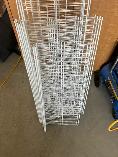 White metal shelving, View more