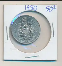 ORIGINAL RARE VINTAGE 1980 CANADIAN 50¢ HALF DOLLAR COIN