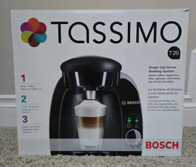 Tassimo T20 Single Cup Brewing System By Bosch In Excellent Condition/ Like New Makes Coffee, Cappuc...