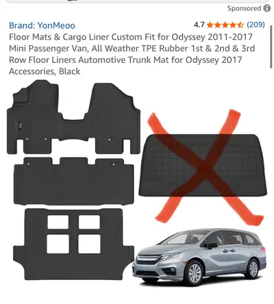 Yonmeoo Floor Mat Set 3 RowHonda Odyssey , View more