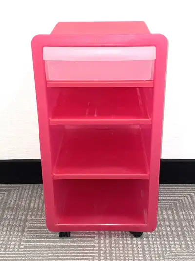 4 drawer/ shelves on wheels pink plastic, View more