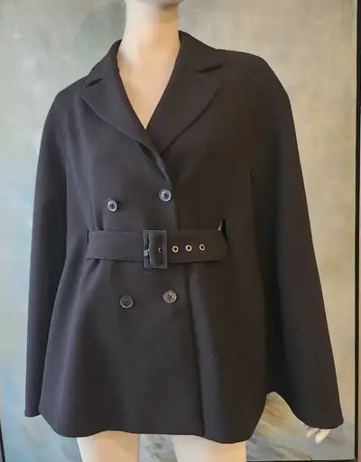 WHITE HOUSE BLACK MARKET Black Double Breasted Belted Cape, View more