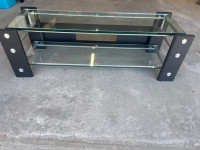 TV stand console metal frame glass shelves