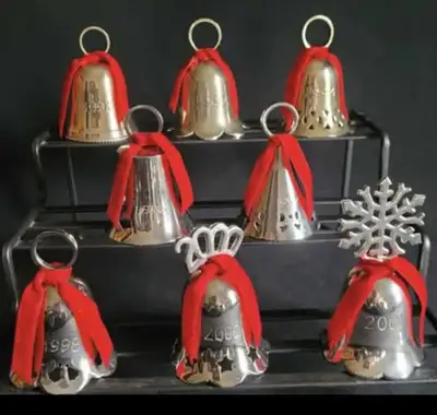 Vintage Silver Plated Dated Bells, View more