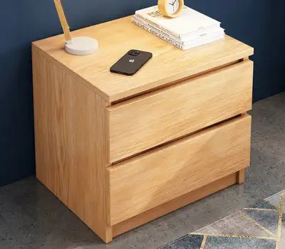 Modern Wood Look 2-Drawer Nightstand Bedside Table 41cm Tall, View more
