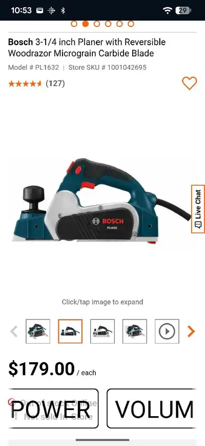 Bosch 3½" Planer PL1632 - 6.5A 16500rpm, View more