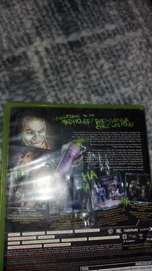 Batman Arkham Asylum XBOX 360 game in XBOX 360 in Mississauga / Peel Region