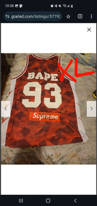 BAPE CHAMPION #93 RED CAMO WHITE SIZE EXTRA LARGE XL JERSEY