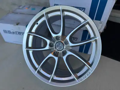 Four brand new Shelby American CS-5 Chrome Powder finish wheels, new in boxes, never mounted here in...