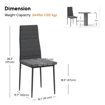 High back Modern Dining Chair, Upholstery and Metal Legs , View more