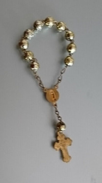 Vintage 10 Bead Chaplet RosaryGold Tone Beads