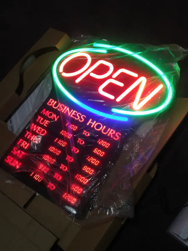 Newon LED OPEN Sign - Programmable Hours + Flashing Effects $125 ...