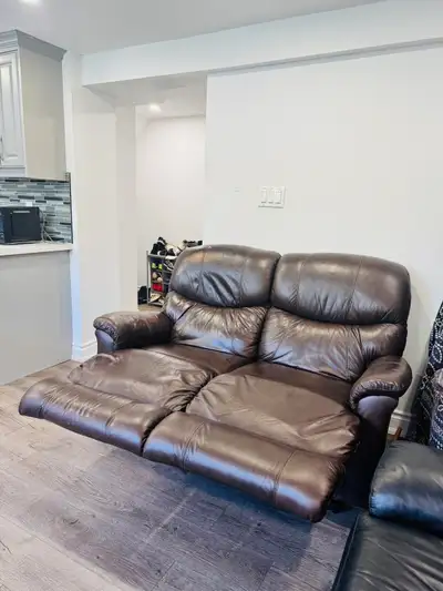 Dark Brown Manual Reclining Loveseat – Excellent Condition, View more