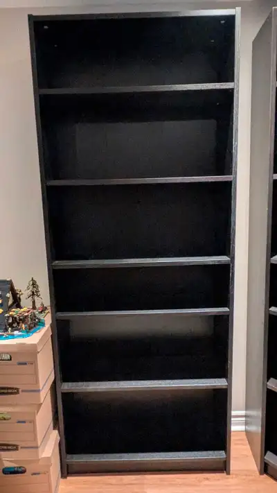 This is a tall Billy black-brown bookshelf is 79" tall x 31 " wide x 11" deep. Also selling as part...