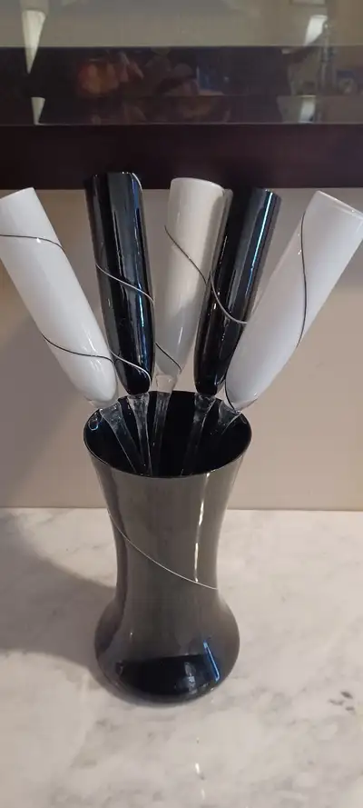 Unique Bottomless Champagne Set of 5 Flutes 17"T Glass Vase, View more