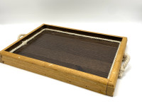 Vintage handcrafted large wood tray 
