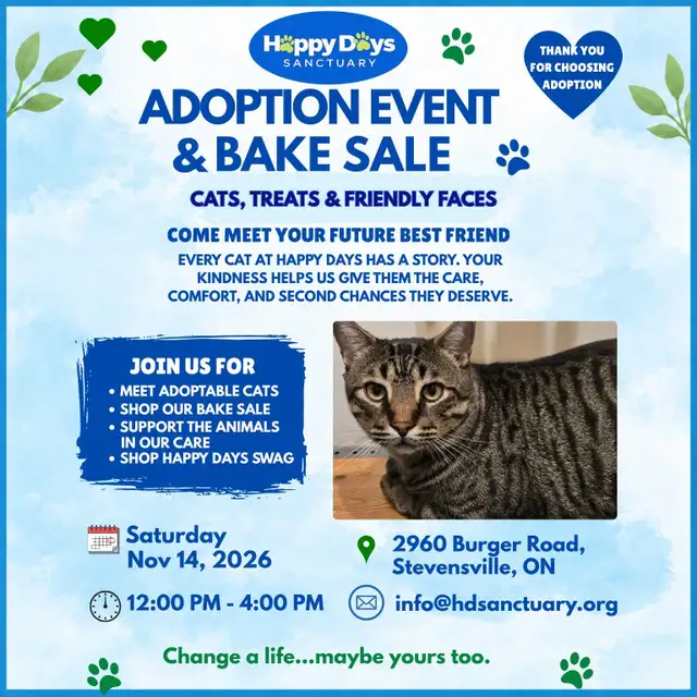 Happy Days Sanctuary Adoption Event & Bake Sale