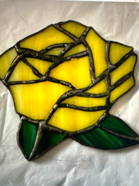 Stained Glass Yellow Rose