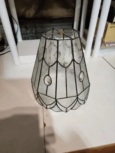 leaded Lamp Shade Clear Stained Glass textured, View more
