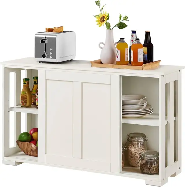 Yaheetech Antique White Buffet Cabinet Kitchen Table with Slidin in Hutches & Display Cabinets in Markham / York Region - Image 3