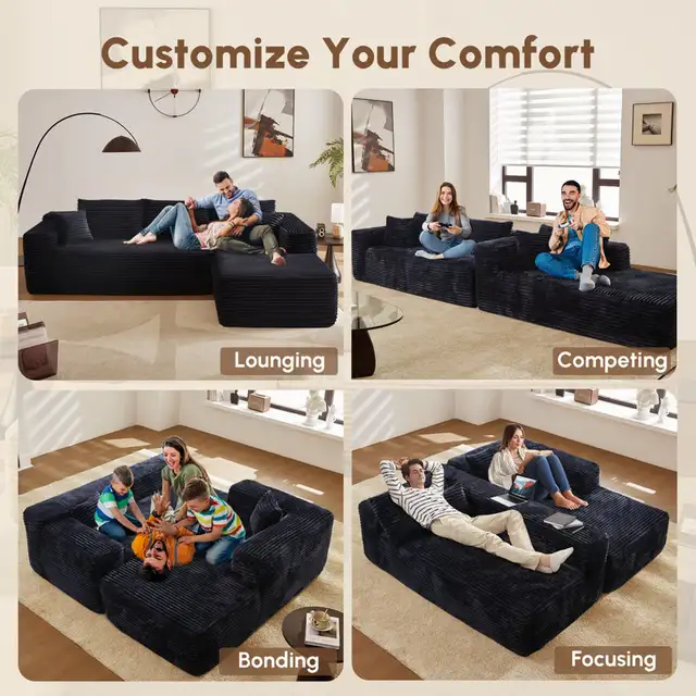 106" Cloud Sectional Couch,l Shaped Modular Modern Sofa64683913561730124