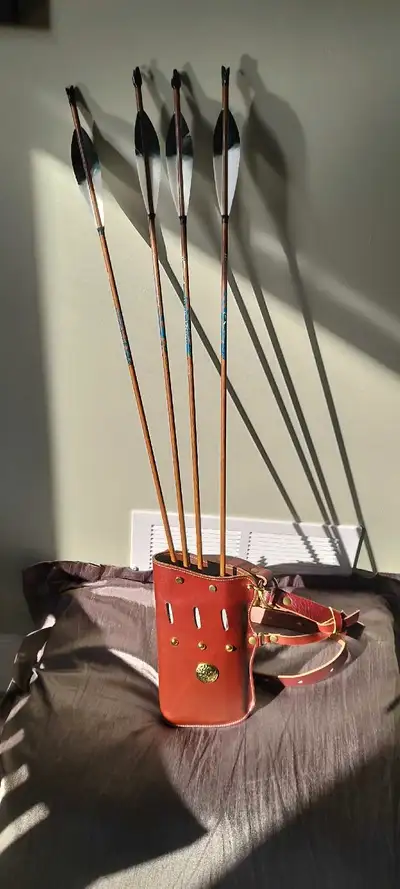 Horseback Archery Leather Side Quiver, View more