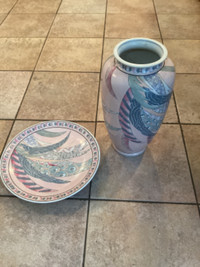 Matching porcelain plate and vase