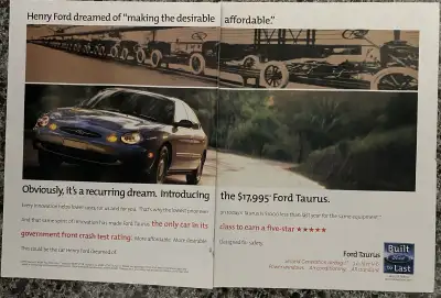 1999 Ford Taurus Original 2 Pg Ad, View more