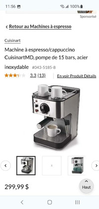 Neuf Brandnew Machine espresso/cappuccino Cuisinart 15 bars INOX
