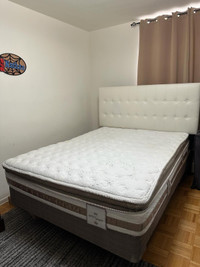 Bouble bed with matress, frame, box and headboard
