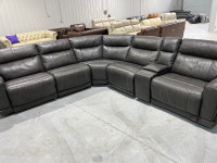 Top Grain Leather Power Reclining Sectional - display