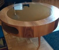 Round tinted glass table