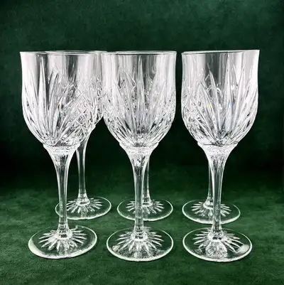 set 6 fine crystal large water goblets, View more