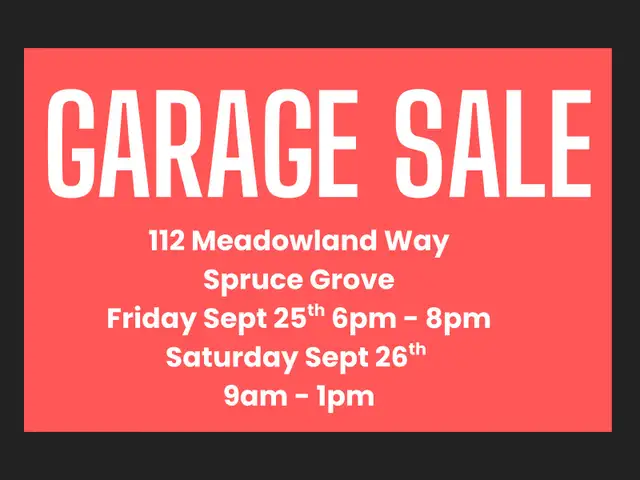 Multi Family Garage Sale 112 Meadowland Wsy in Spruce Grove 