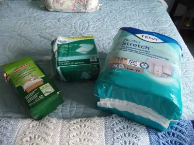 I have for sale Tena Pro skin stretch L/XL briefs, plus disposable and under pads. All items are new...