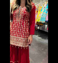 Indian Sharara Suit - Red and Gold