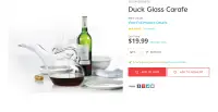 duck glass carafe/ décanteur à vin
