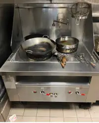 HT heavy duty restaurant wok stove with two burners and water fa