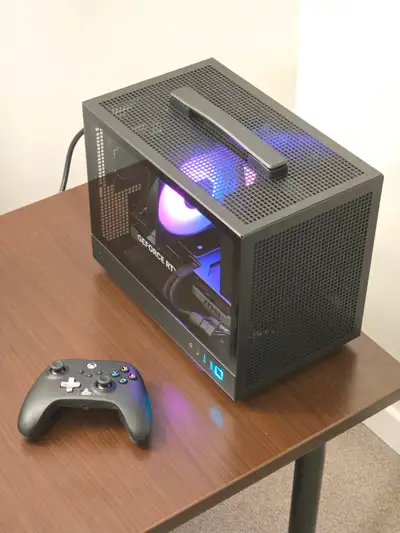 - Mini ITX portable gaming desktop computer build, comes with boxes and full warranty - Runs cool an...
