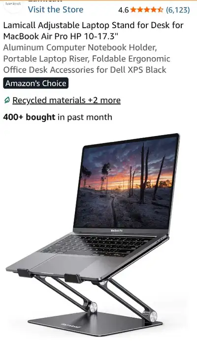 Lamicall Adjustable Laptop Stand NEW Black, View more